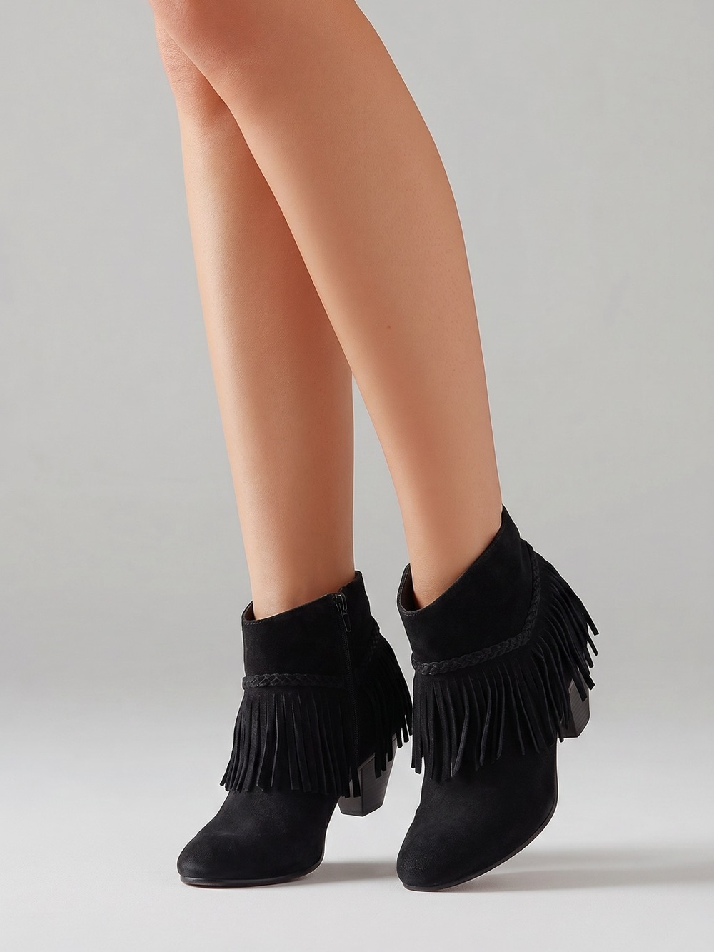 Gianni Bini Leather Fringe Ankle Boots